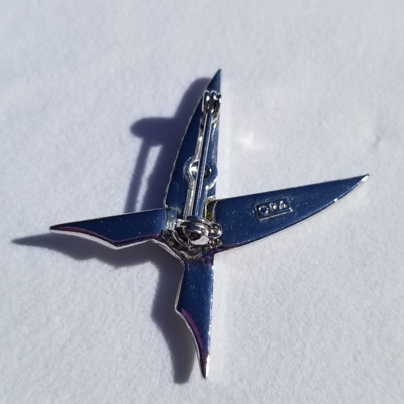 Vintage Ora signed crossed feather brooch pin - Picture 3 of 4